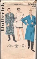 8068 BUTTERICK 1957  MR. LOUNGING ROBE, SMOKING JACKET PATTERN 38 40 UNCUT OR SMALL 34-36 choice